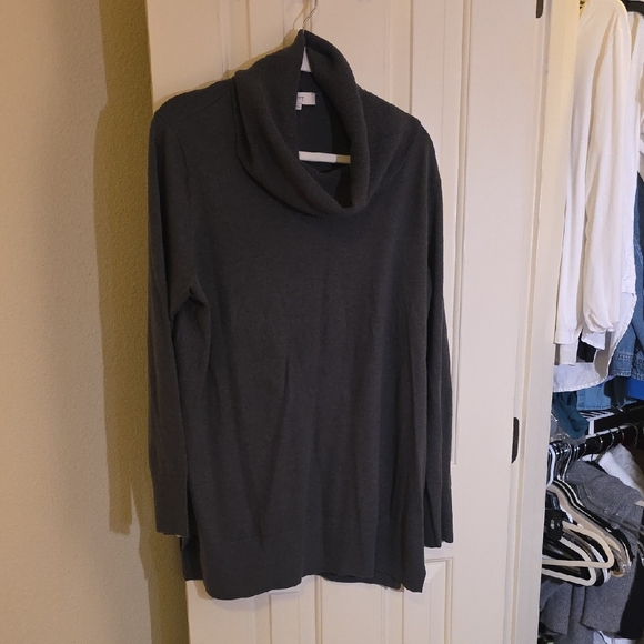 LOFT Charcoal Cowl Neck Sweater - Picture 2 of 4